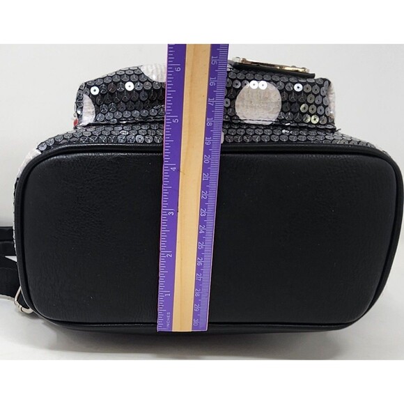 Loungefly Disney Parks Minnie Mouse Sequined Black Polka-Dot Backpack Mouse Ears - Picture 14 of 15